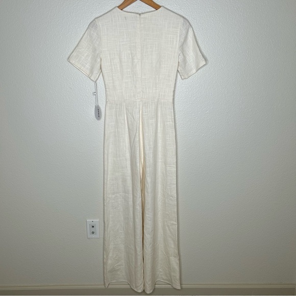 NWT Staud wide leg linen blend jumpsuit cream 2 - Picture 9 of 16